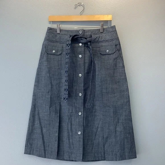 Coach "Chambray Tie Midi" Skirt
