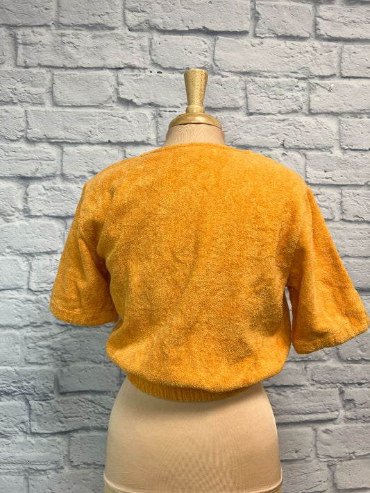 Terry-Towelling L Yellow Cropped Terry Cloth Tee