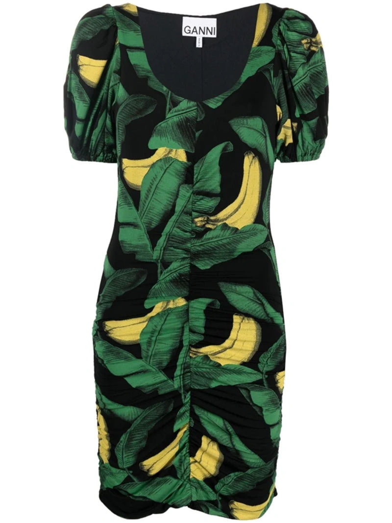 Ganni "Printed Drapey Jersey" Dress