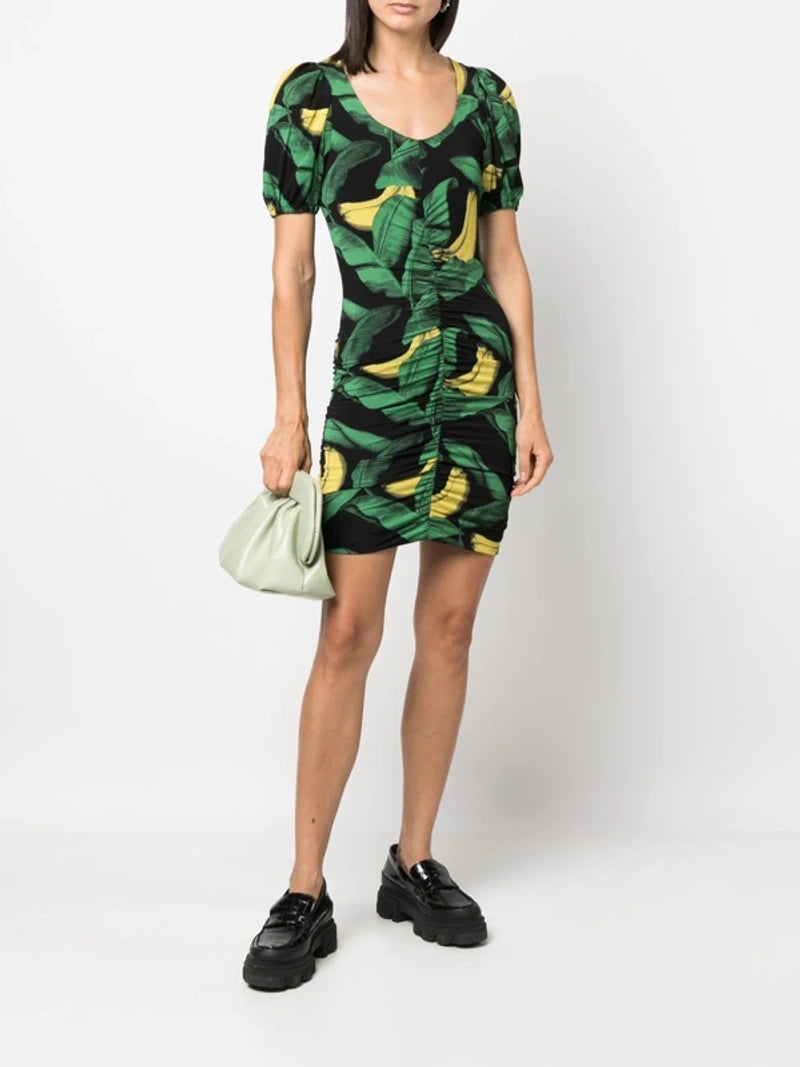 Ganni "Printed Drapey Jersey" Dress