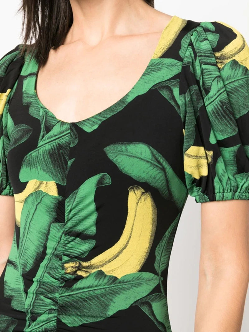 Ganni "Printed Drapey Jersey" Dress