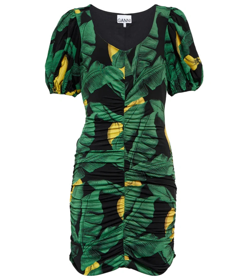 Ganni "Printed Drapey Jersey" Dress