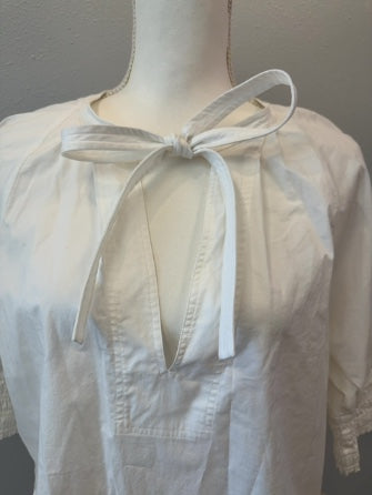 A.L.C. L White Crisp Tie Neck w/Ruched slvs