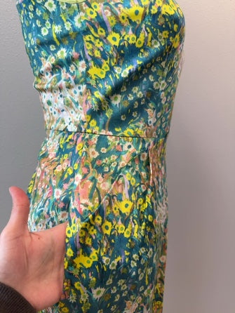 O'2nd for Barney's 4 Green colorful floral sleeveless mesh detail mini w/ pockets