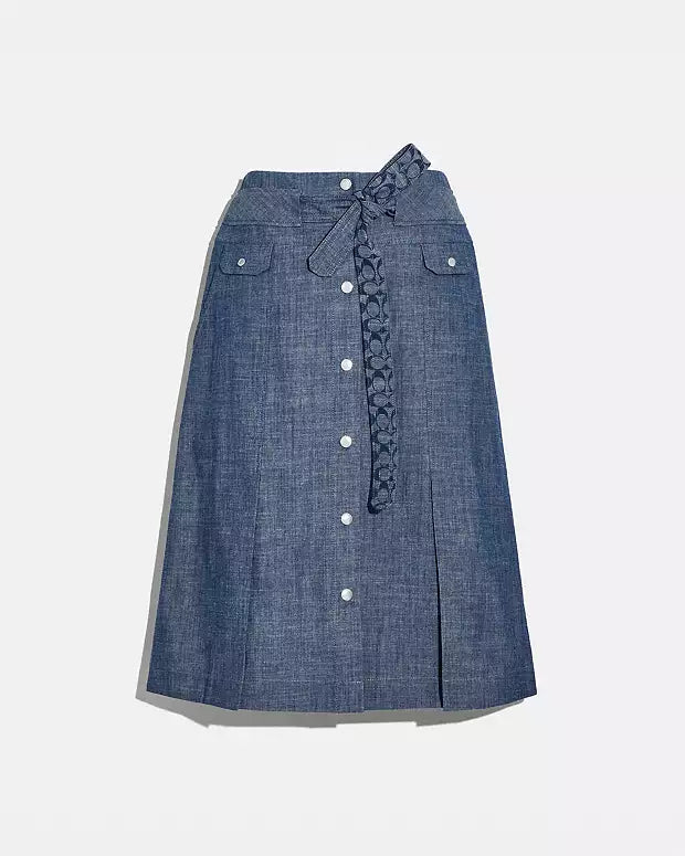 Coach "Chambray Tie Midi" Skirt