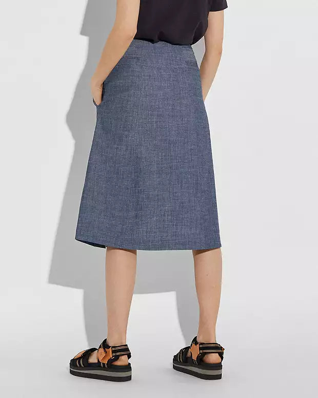 Coach "Chambray Tie Midi" Skirt