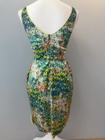 O'2nd for Barney's 4 Green colorful floral sleeveless mesh detail mini w/ pockets