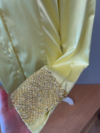 Le Superbe L Yellow Bttnup w/Beaded cuff