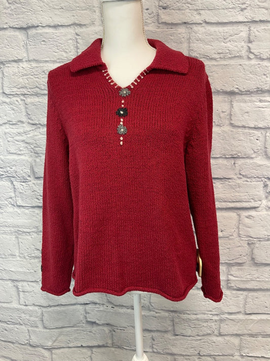 Woolrich M Red COTTON w/floral embroidery