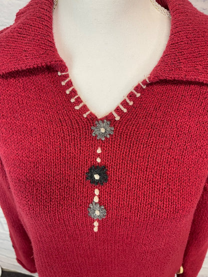 Woolrich M Red COTTON w/floral embroidery