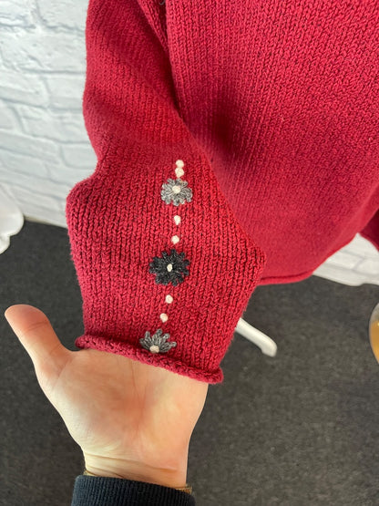 Woolrich M Red COTTON w/floral embroidery