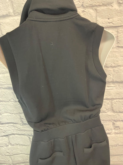varley S Black Sleeveless jumpsuit w/ silver zip/collar