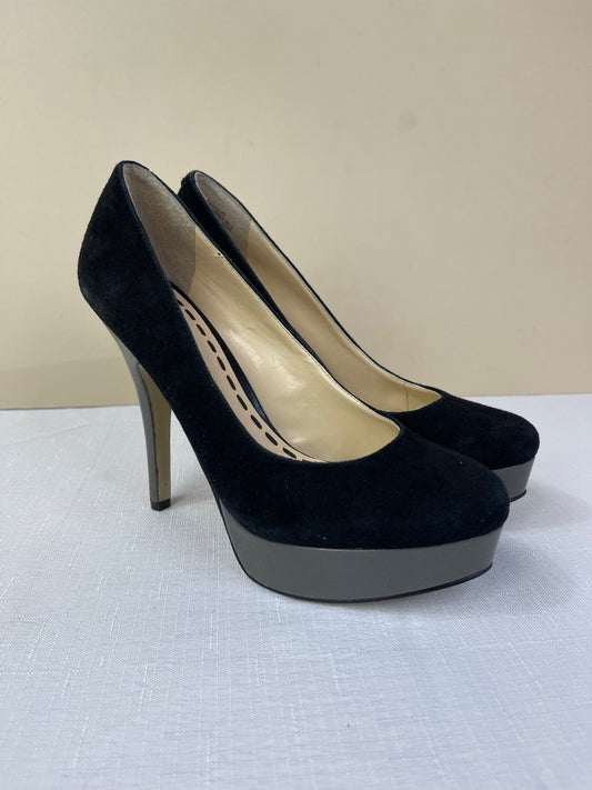 Enzo Angiolini 5.5 Black suede tall heel w/ rounded toe