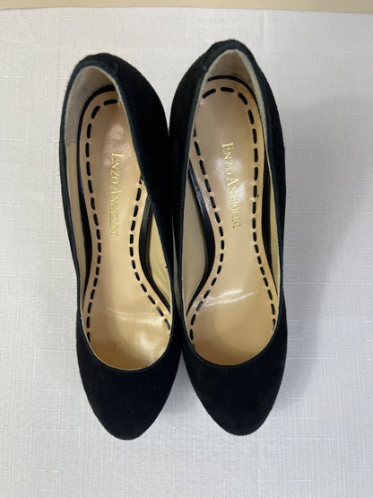 Enzo Angiolini 5.5 Black suede tall heel w/ rounded toe