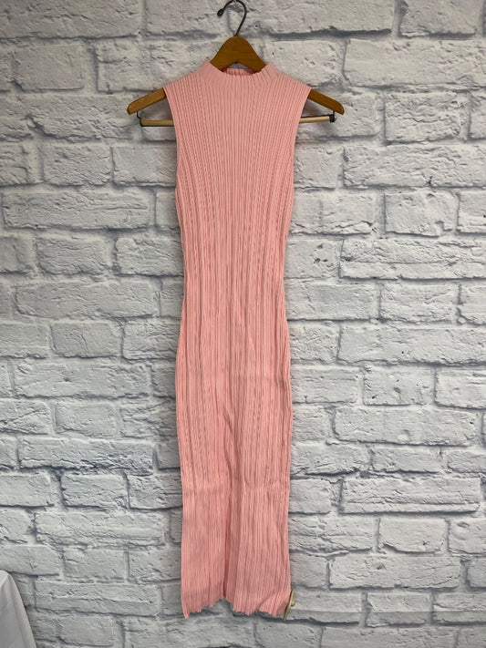 Acler 4 Pink Ribbed mock neck sleeveless maxi