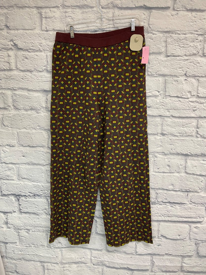 Mirth L Green /brown patterned knit pants NWT