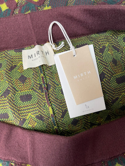 Mirth L Green /brown patterned knit pants NWT
