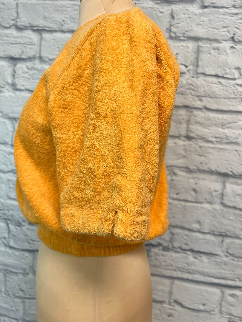 Terry-Towelling L Yellow Cropped Terry Cloth Tee