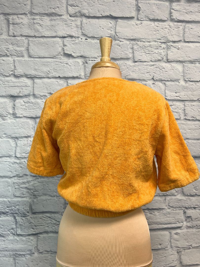 Terry-Towelling L Yellow Cropped Terry Cloth Tee