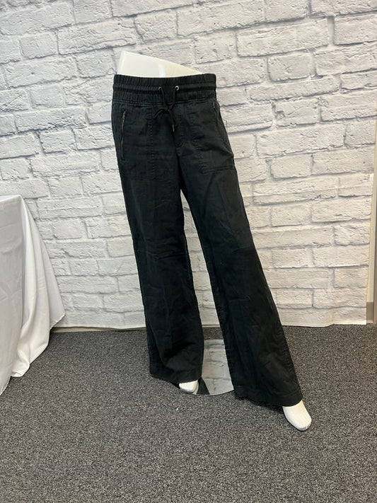 Athleta 6 Black Linen Wide leg zip pocket