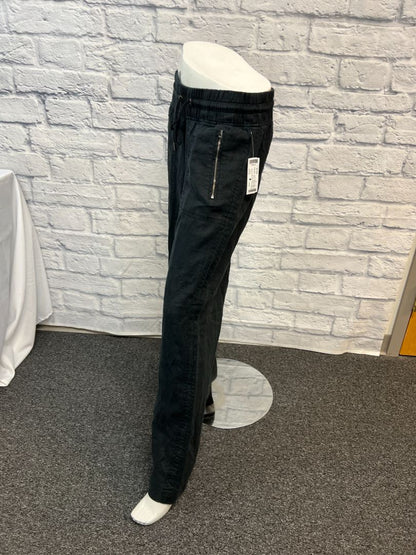 Athleta 6 Black Linen Wide leg zip pocket