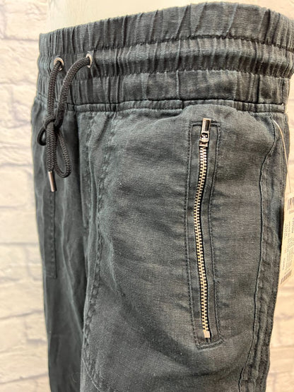 Athleta 6 Black Linen Wide leg zip pocket