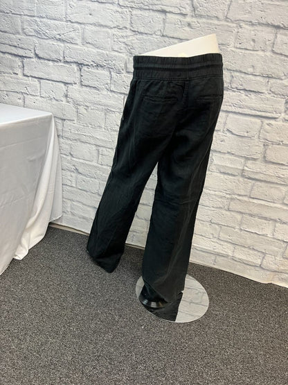 Athleta 6 Black Linen Wide leg zip pocket