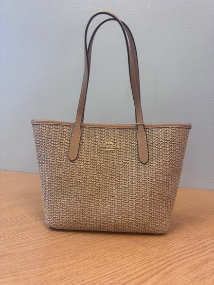 Coach  Tan Raffia Mini City Tote