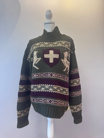 Polo Ralph Lauren L Green WOOL Deer w/funnel neck