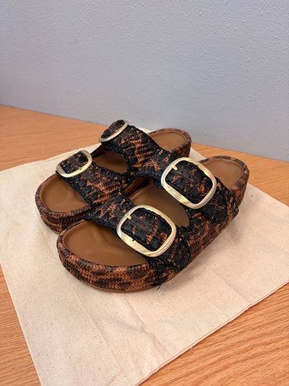 Loeffler Randall 9 Brown/Black Theo Leopard 2 bkl platform slide