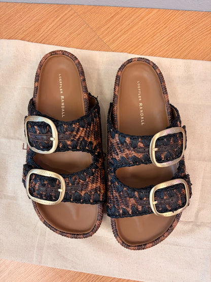 Loeffler Randall 9 Brown/Black Theo Leopard 2 bkl platform slide