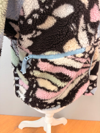Free People S Black/Blue Pttrn sherpa snap frnt