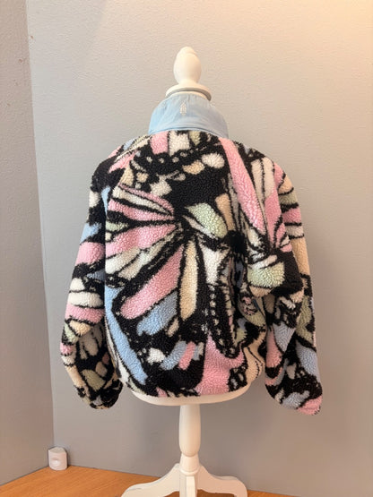 Free People S Black/Blue Pttrn sherpa snap frnt