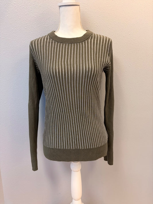 equipment femme S Green ribbed Ucut LS top
