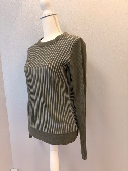 equipment femme S Green ribbed Ucut LS top