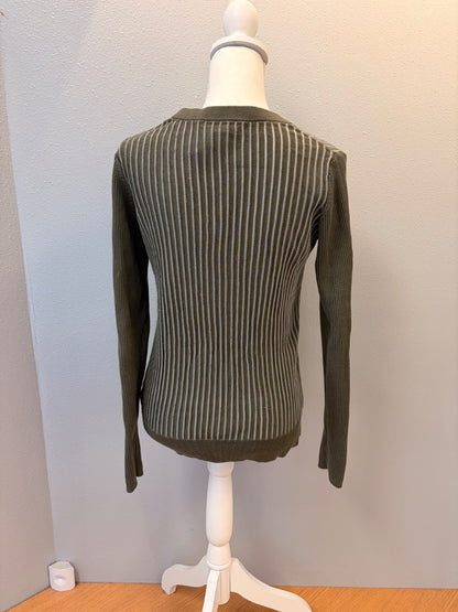 equipment femme S Green ribbed Ucut LS top