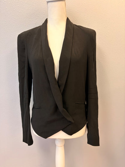 Rebecca Minkoff M Black 100% SILK blazer w/ bttn hem/red lining