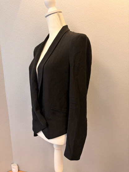 Rebecca Minkoff M Black 100% SILK blazer w/ bttn hem/red lining