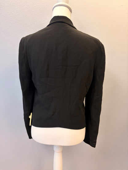 Rebecca Minkoff M Black 100% SILK blazer w/ bttn hem/red lining