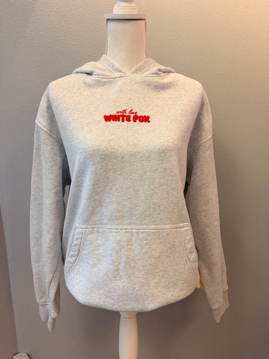White Fox S/M Gray hoodie w/ red "White Fox" logo