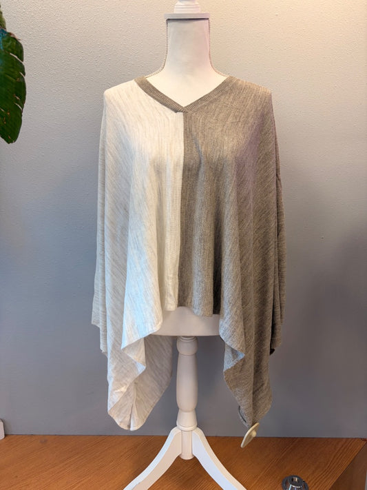 os Tan /WTE knit Vcut flowy PONCHO