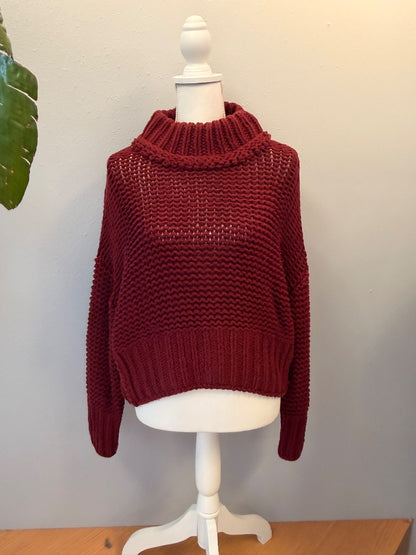 Free People S Red Chunky knit cropped
