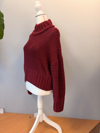Free People S Red Chunky knit cropped