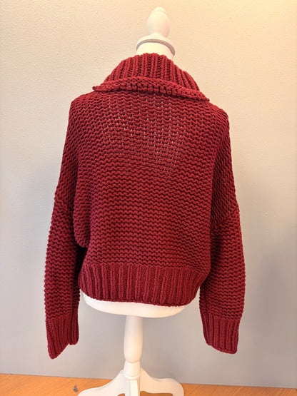 Free People S Red Chunky knit cropped