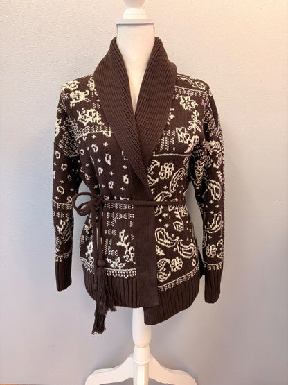 Abercrombie & Fitch XS Brown Hankercheip pattern shawl neck w/blt