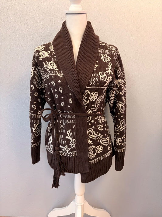 Abercrombie & Fitch XS Brown Hankercheip pattern shawl neck w/blt