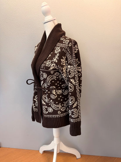 Abercrombie & Fitch XS Brown Hankercheip pattern shawl neck w/blt