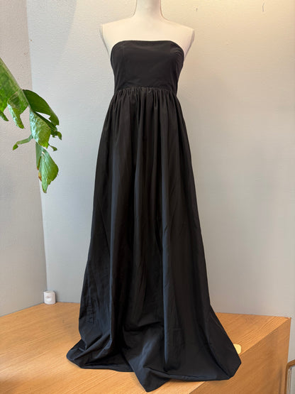 Tibi 4 Black Nylon strapless maxi w/ back buckle