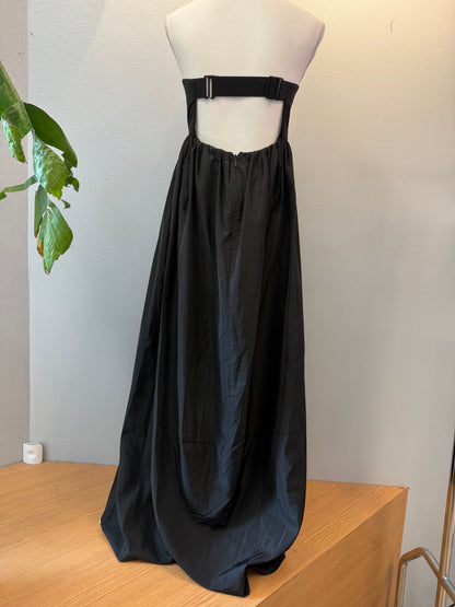 Tibi 4 Black Nylon strapless maxi w/ back buckle