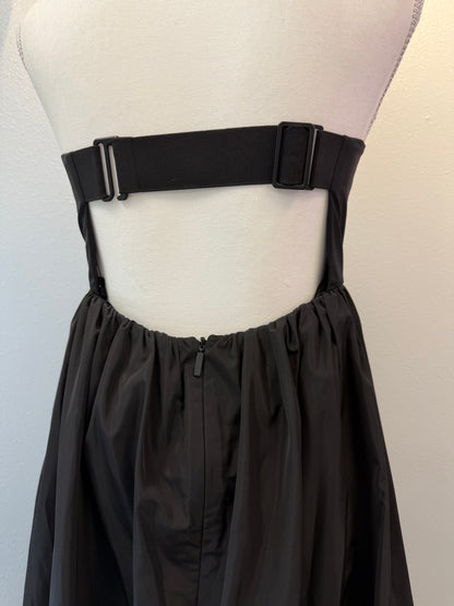 Tibi 4 Black Nylon strapless maxi w/ back buckle